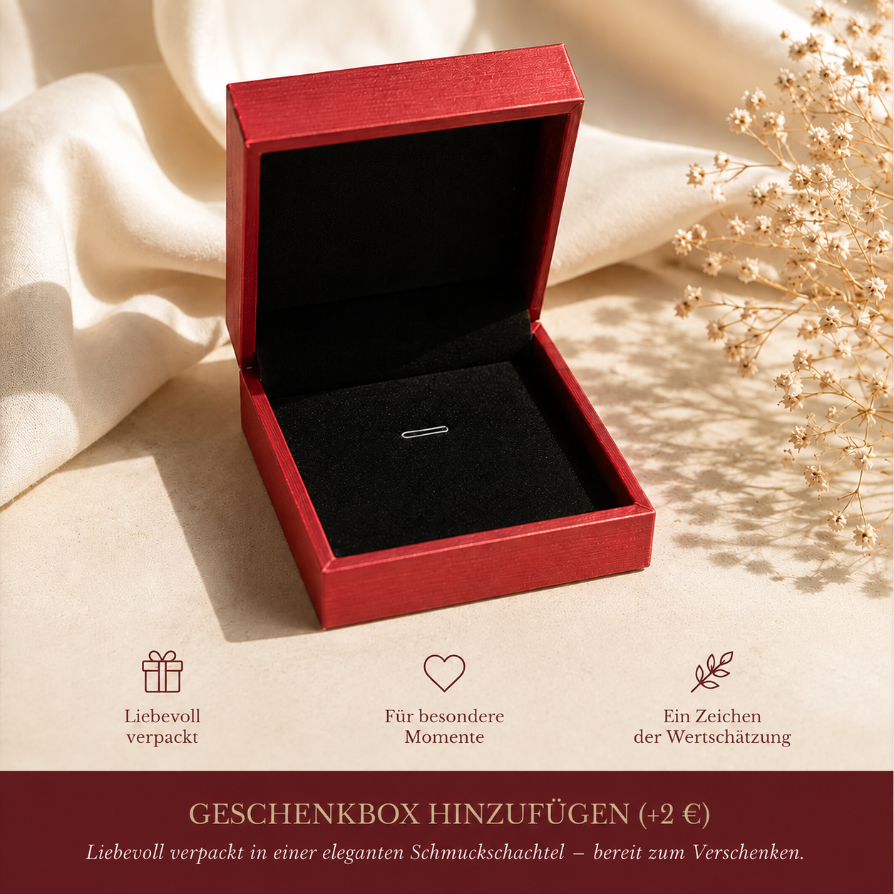 Geschenkbox 3,5 x 7 x 8 cm mit Samtkissen
